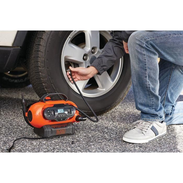 BLACK + DECKER BDCINF18N-QS Inflador-Compresor con o sin cable - Batería de 18 V / Cable de 220 V - 11 Barras / 160 PSI - 3 Agujas 3 BLACK + DECKER BDCINF18N-QS Inflador-Compresor con o sin cable - Batería de 18 V / Cable de 220 V - 11 Barras / 160 PSI - 3 Agujas 3