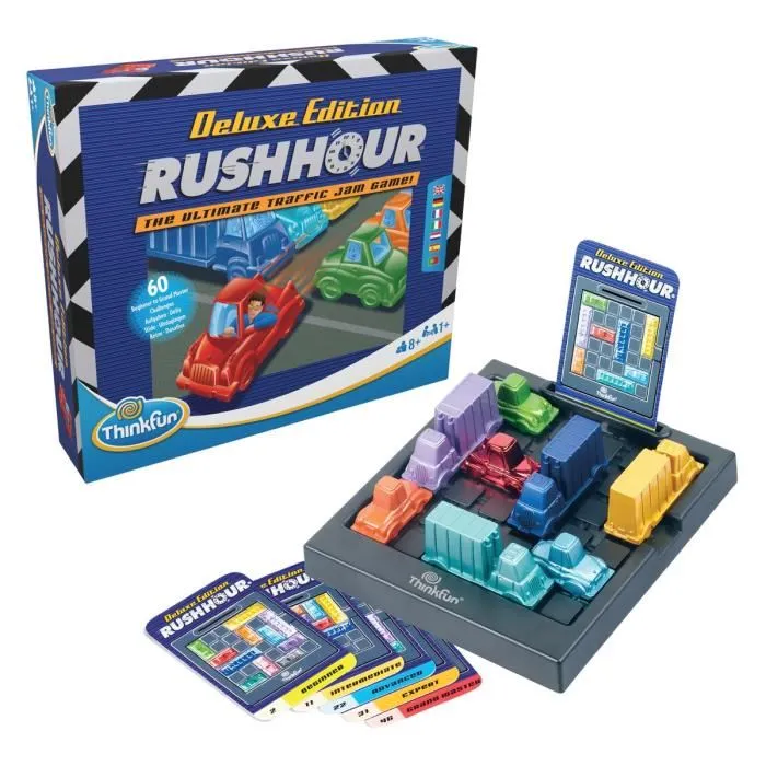 Ravensburger 4005556764389 Hora punta Deluxe Juego de lógica con autos metálicos y 60 desafíos. 8 años. 1