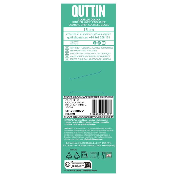Cuchillo de cocina Quttin 15 cm Black (36 Unidades) 4 Cuchillo de cocina Quttin 15 cm Black (36 Unidades) 4