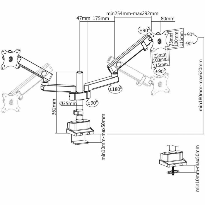 Soporte de Mesa para Pantalla V7 DMPRO2DTA-3N 17" 32" 1