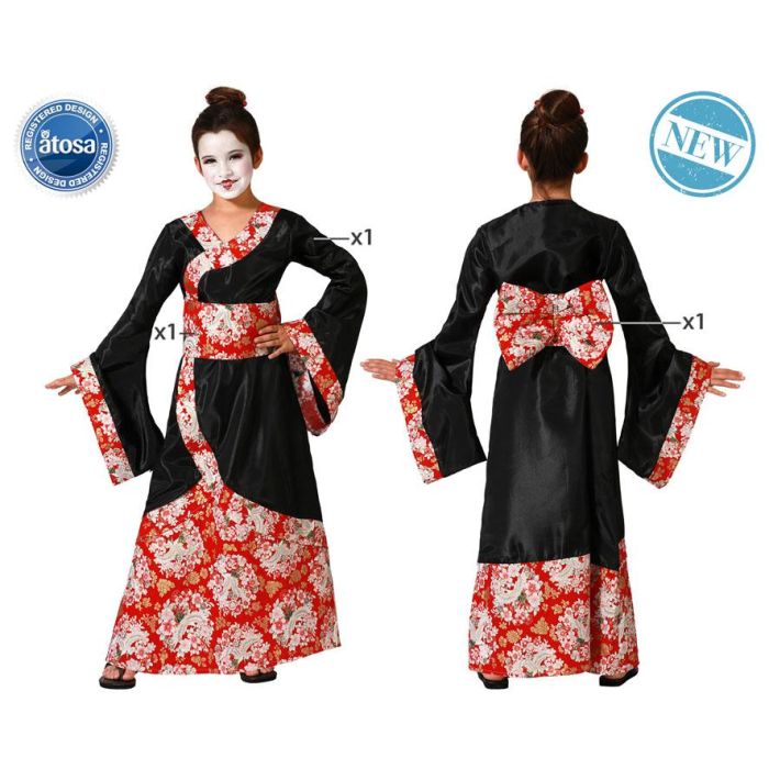 Disfraz Geisha Kimono Negro Niña Infantil 7-9 Años Disfraz Geisha Kimono Negro Niña Infantil 7-9 Años