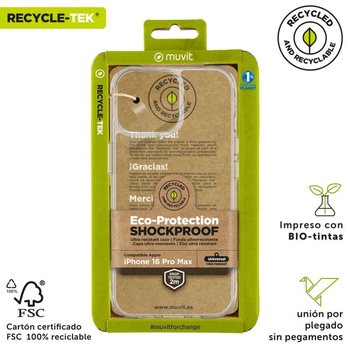 Muvit Funda Shockproof 2M para Apple iPhone - Protección contra caídas, material reciclado, suave al tacto 2 Muvit Funda Shockproof 2M para Apple iPhone - Protección contra caídas, material reciclado, suave al tacto 2