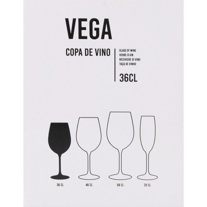 Inde Copa de Vino 'Vega', 36 cl - Copa para vino tinto o blanco, diámetro 6.4 x 20.2 cm, cristal (24 Unidades)