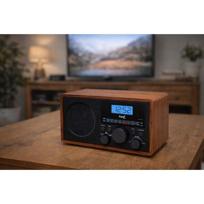 SAMI Radio Vintage Multimedia 2 Bandas AC/BAT con Reloj Digital