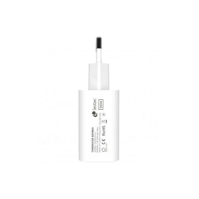 Leotec LECSPH20W1W Cargador de Pared USB-C Power Delivery 3.0 20W Carga Rápida Universal para Smartphones y Tablets Blanco 1