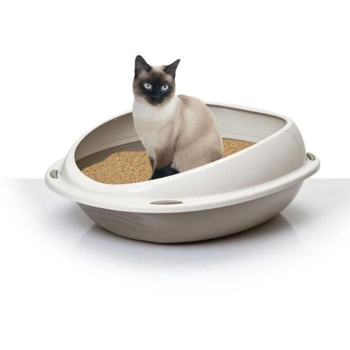 AIME Caja de arena ovalada con borde extraíble - 57 x 40 x 19 cm - Para gatos 1 AIME Caja de arena ovalada con borde extraíble - 57 x 40 x 19 cm - Para gatos 1
