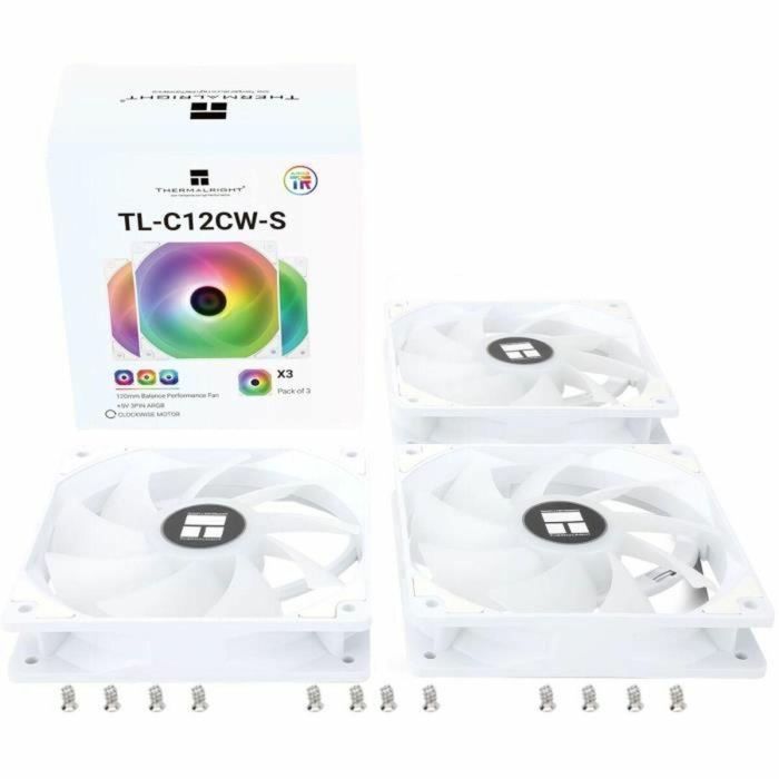 Thermalright TL-C12CW-S Blanco 3 x 120mm Ventilador para Caja de PC Paquete de 3 2 Thermalright TL-C12CW-S Blanco 3 x 120mm Ventilador para Caja de PC Paquete de 3 2