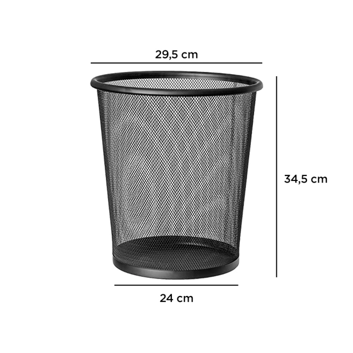 Q-connect Papelera Metálica Rejilla Negra 295x345mm 19 Litros 6