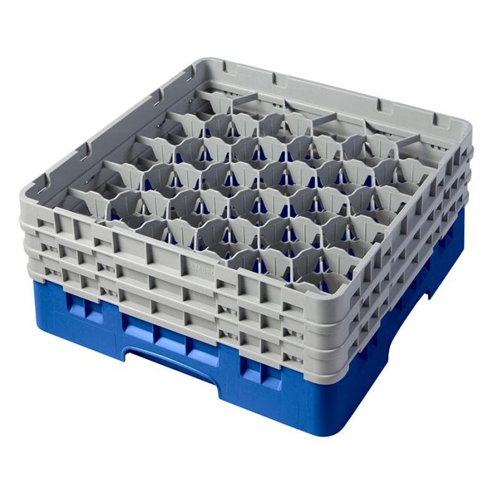 CAMBRO - 30S638-168 - Cesta de lavado 30 comp. 3 alturas - 7,84 cm Ø máx. - alt. máx. 17,6 cm - 50 x 50 x 22,5 cm - Azul