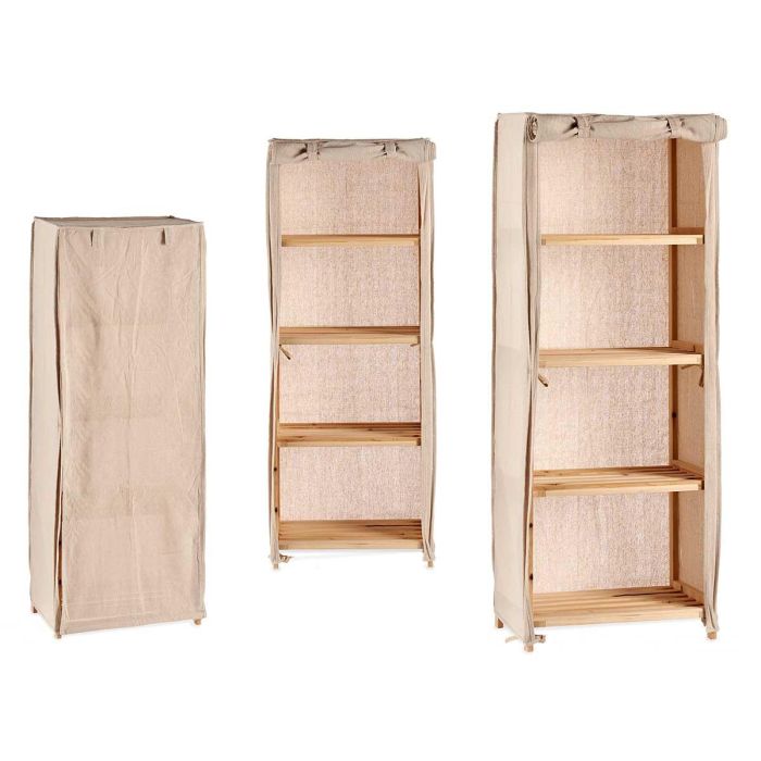 Estantería de Tela Natural Kipit 30x113x42 cm, Madera y Tela, Color Marrón y Beige (3 Unidades) Estantería de Tela Natural Kipit 30x113x42 cm, Madera y Tela, Color Marrón y Beige (3 Unidades)