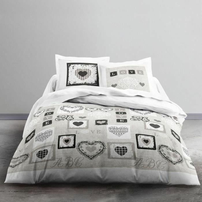 Today Juego de Cama Eden White Print 240x260 cm 100% Algodón 57 Hilos para 2 Personas Funda Nórdica y 2 Fundas Almohada Confort Superior