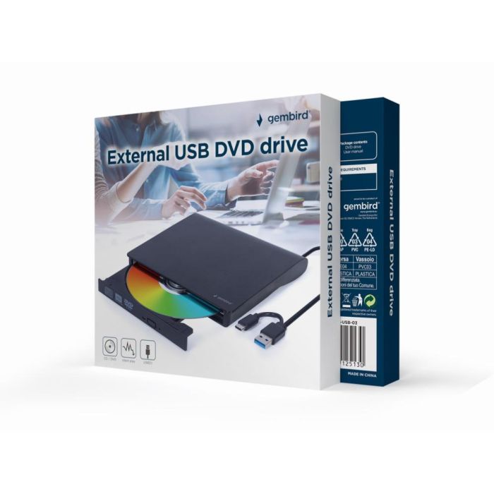Gembird DVD-USB-03 Grabadora Externa DVD±RW USB Tipo C Negra - Lector y Escritor de CD/DVD para Windows 10/11 1 Gembird DVD-USB-03 Grabadora Externa DVD±RW USB Tipo C Negra - Lector y Escritor de CD/DVD para Windows 10/11 1