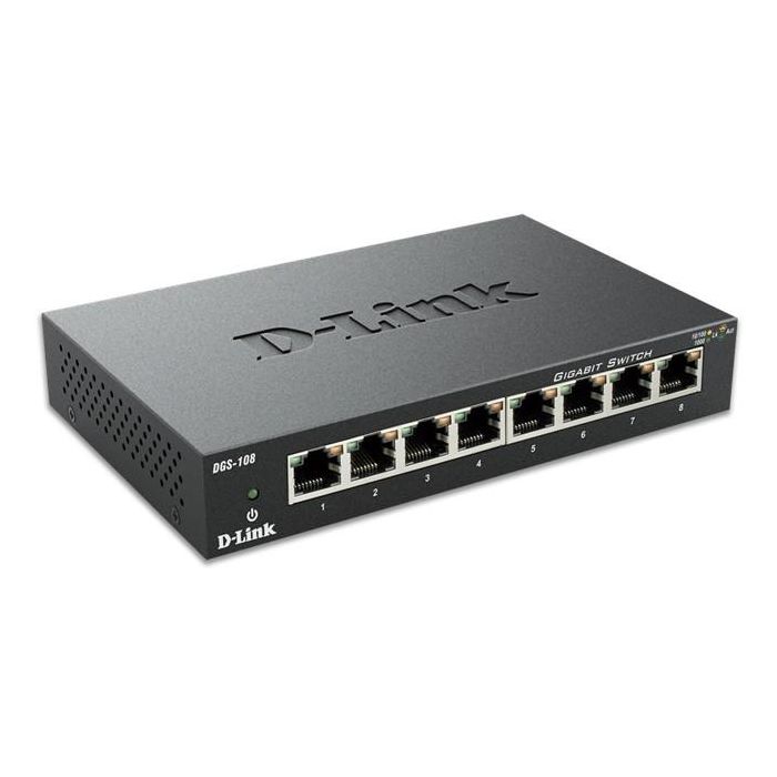 D-Link DGS-108/E Switch Gigabit Ethernet 8 Puertos RJ45 No Administrado Plug & Play Carcasa Metálica 1