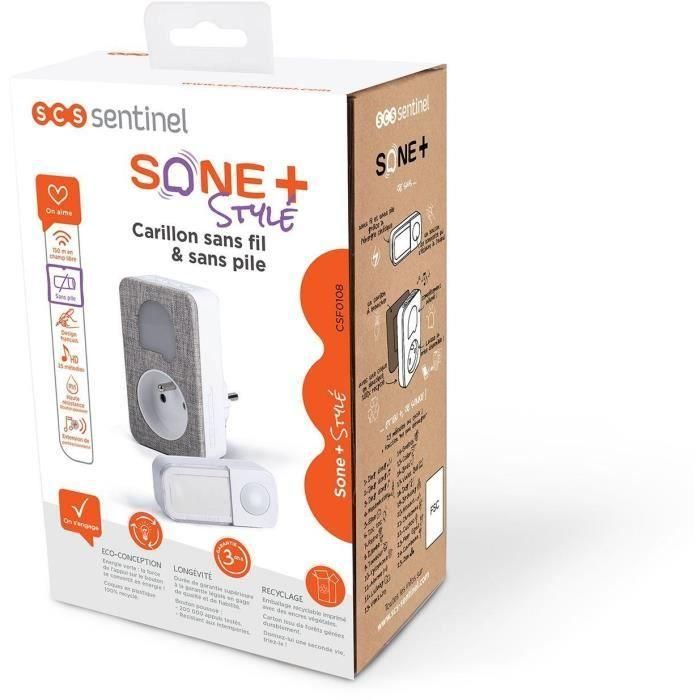 Timbre - SCS SENTINEL - SONE + Stylish - CSF0108 - Inalámbrico y sin batería - Toma integrada 5 Timbre - SCS SENTINEL - SONE + Stylish - CSF0108 - Inalámbrico y sin batería - Toma integrada 5