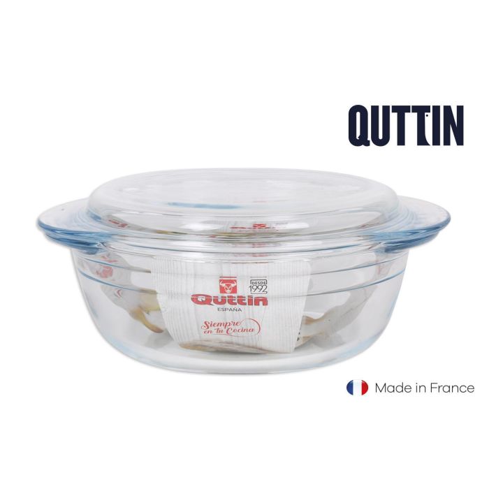 Quttin Cacerola de Vidrio Redonda con Tapa 1.1+0.3L (3 Unidades)