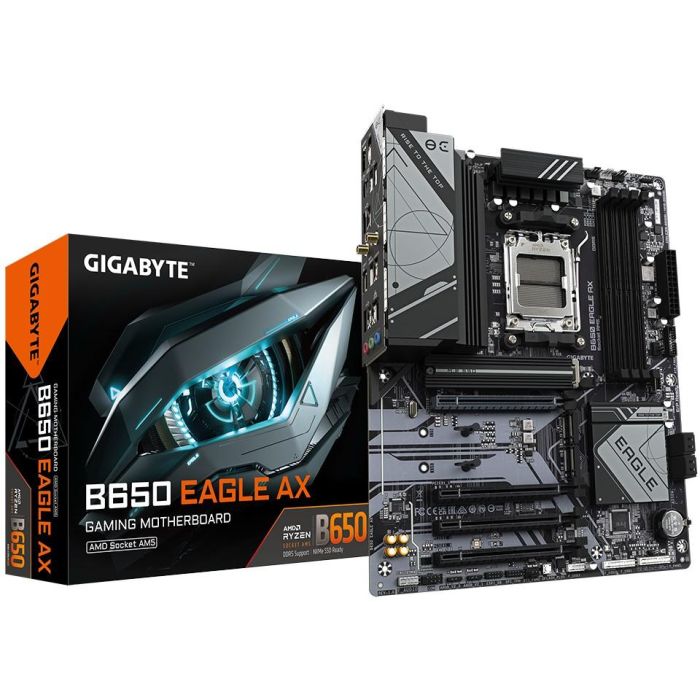 GIGABYTE B650 EAGLE AX Placa base AMD B650 Zócalo AM5 ATX DDR5 7600MHz (OC) WiFi 6E PCIe 5.0 M.2 VRM 12+2+2 USB 3.2 Gen 2 0 GIGABYTE B650 EAGLE AX Placa base AMD B650 Zócalo AM5 ATX DDR5 7600MHz (OC) WiFi 6E PCIe 5.0 M.2 VRM 12+2+2 USB 3.2 Gen 2 0
