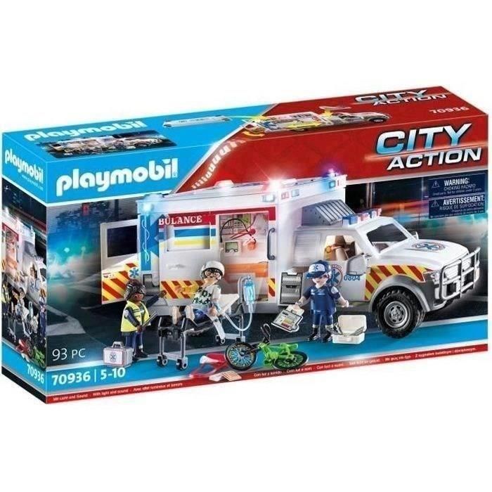 Playmobil 70936 Ambulancia de Rescate US con Luces y Techos Desmontables, Incluye Doctora y Paramédicos para Niños +4 Años Playmobil 70936 Ambulancia de Rescate US con Luces y Techos Desmontables, Incluye Doctora y Paramédicos para Niños +4 Años