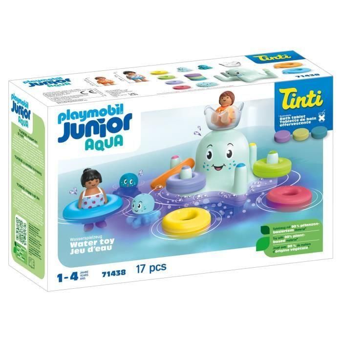 Playmobil Junior Juego de Baño Pulpo de Colores con Cangrejo, Anillos y Pastillas Tinti - Edad 1+ años
