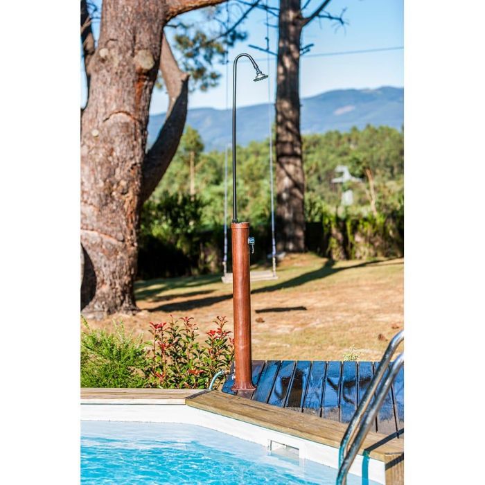 Gre Ducha de jardín PVC aspecto madera con acumulador de agua 9 l, conexión rápida a manguera 1 Gre Ducha de jardín PVC aspecto madera con acumulador de agua 9 l, conexión rápida a manguera 1