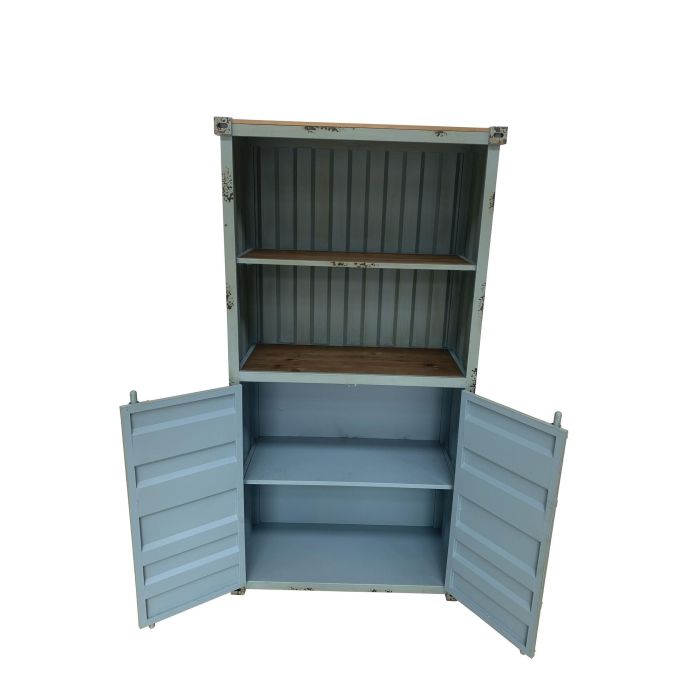 DKD Home Decor Estantería Vintage Contenedor Azul Celeste 44 x 168.5 x 87 cm Metal y MDF con 2 Puertas 1