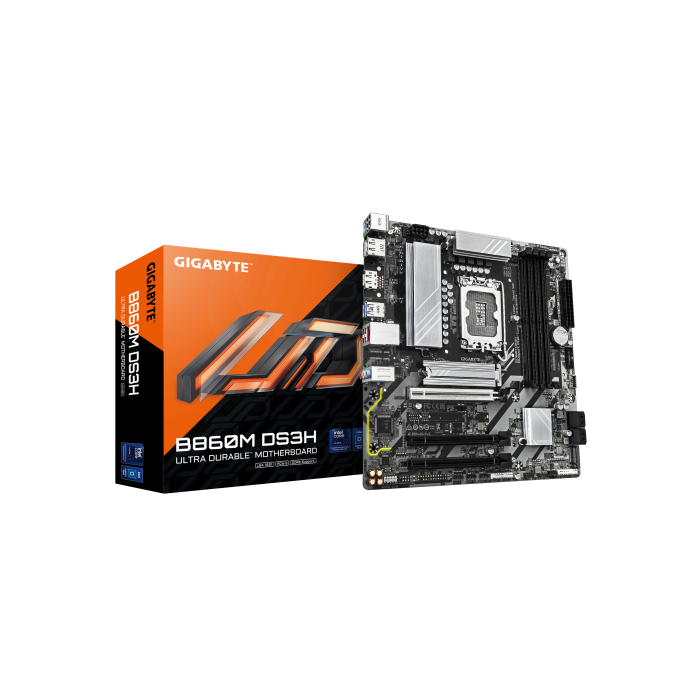 GIGABYTE B860M DS3H Placa base - CPUs Intel Core Ultra, VRM de 5+1+2+1 fases, hasta 9066MHz DDR5, 1xPCIe 5.0 + 1xPCIe 4.0 M.2, LAN 2,5 GbE, USB 3.2 Gen 2