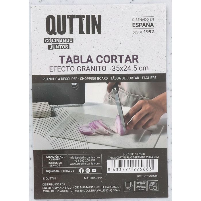 Tabla de cortar plástico granito 35x24.5 cm Quttin (18 Unidades) 14 Tabla de cortar plástico granito 35x24.5 cm Quttin (18 Unidades) 14