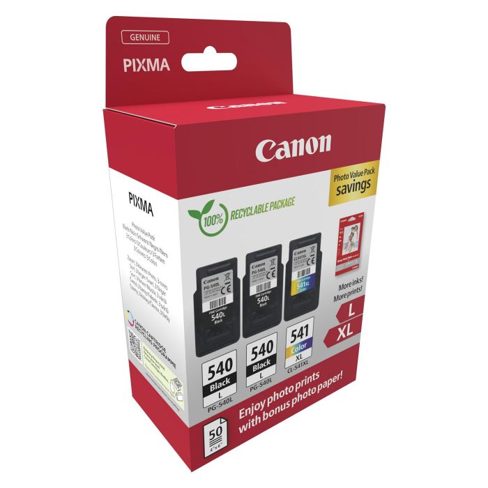 Canon Tinte PG-540L/CL-541XL 5224B015 3er Multipack (2x Negro/Color) inkl. Fotopapier 1