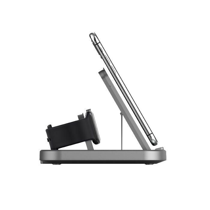 Veho DS-7 Qi Base de Carga Inalámbrica Universal Multi-dispositivo Plegable Compatible con Smartphone, Apple Watch y Airpods