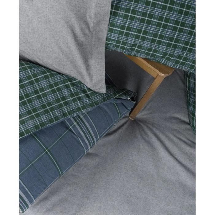 Juego de cama - 1 funda nórdica 220x240 cm + 2 fundas de almohada 60x60 cm - 50% algodón, 50% poliéster - Azul 2 Juego de cama - 1 funda nórdica 220x240 cm + 2 fundas de almohada 60x60 cm - 50% algodón, 50% poliéster - Azul 2