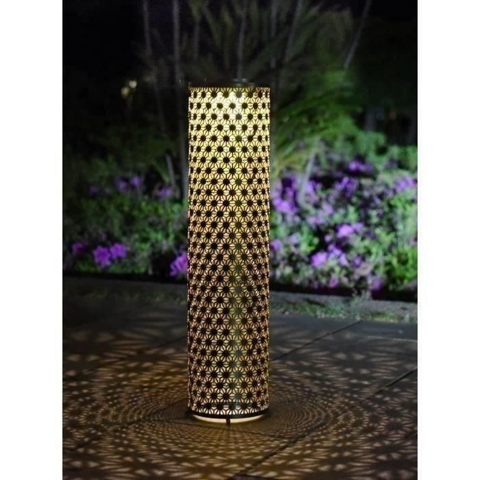 Lámpara solar - Columna GARDEN ID - Oro-Negro - Ø20 H80 cm - 6 a 8 horas de luz - Botón de encendido/apagado - Batería LI-ION duradera. 1 Lámpara solar - Columna GARDEN ID - Oro-Negro - Ø20 H80 cm - 6 a 8 horas de luz - Botón de encendido/apagado - Batería LI-ION duradera. 1