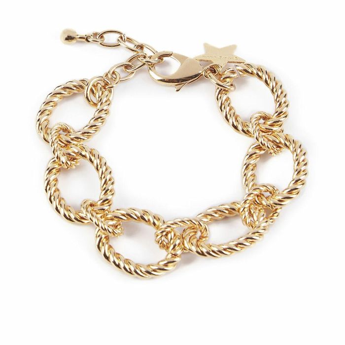 Shabama Pulsera MALI Oro Brillo para Mujer con Aros Trenzados, Cadena Ajustable 15-20cm - Diseño Elegante y Atemporal