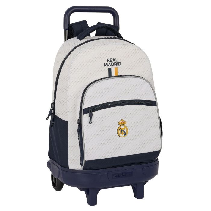 Mochila Escolar con Ruedas Real Madrid C.F. Blanco 33 X 45 X 22 cm