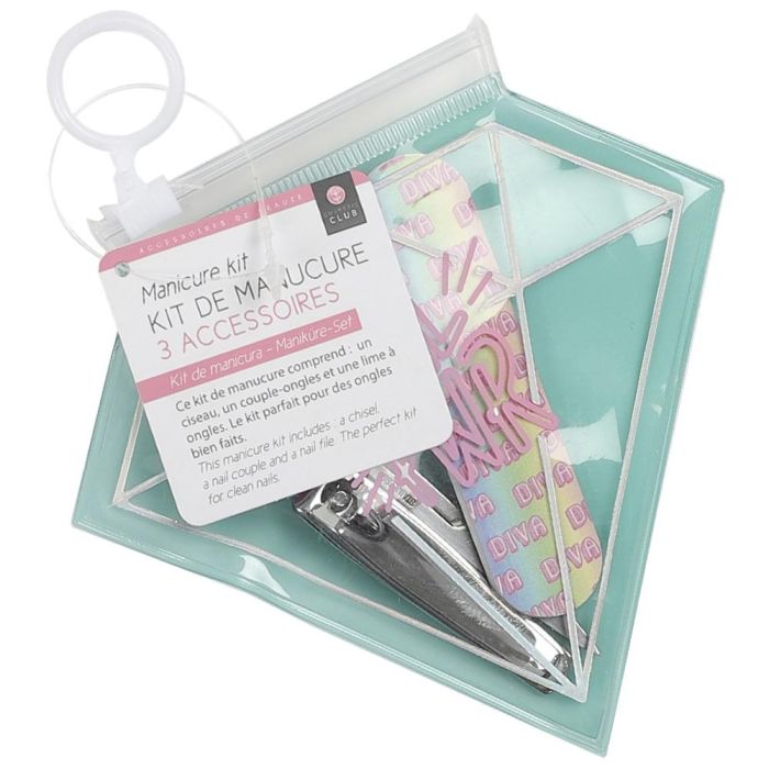Cosmetic Club Juego de Manicura 3 Piezas con Lima, Tijeras y Cortaúñas en Bolsa Zip 1