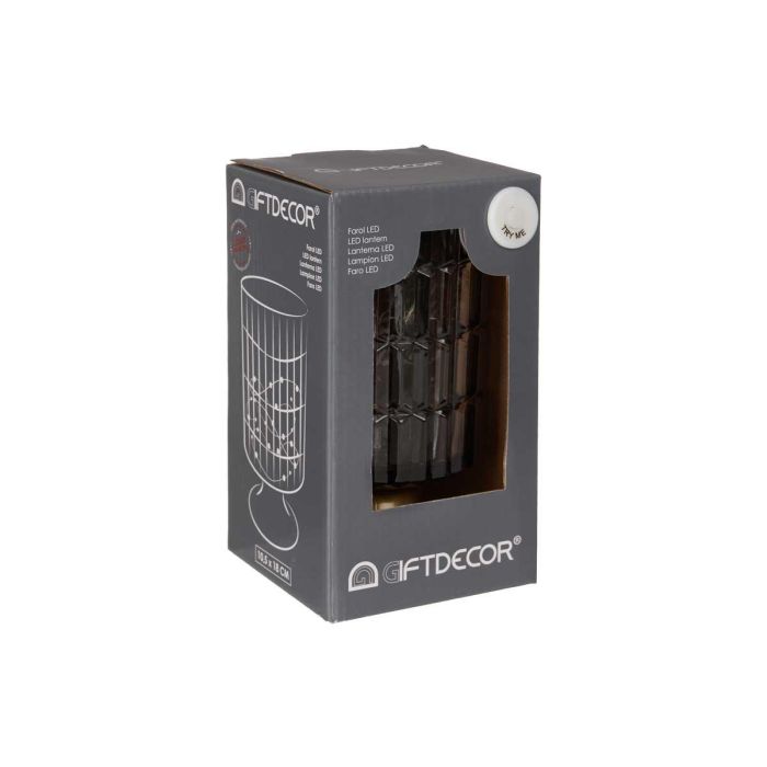 Giftdecor Farol LED Pie Metal Antracita con Vidrio, Gris/Oro, 10.7x18x10.7 cm (6 Unidades) 2 Giftdecor Farol LED Pie Metal Antracita con Vidrio, Gris/Oro, 10.7x18x10.7 cm (6 Unidades) 2