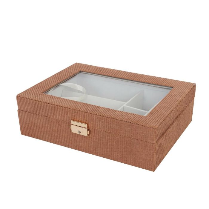 Caja para Relojes Versa Rojo Poliéster Madera MDF 11,5 x 8 x 21 cm 1