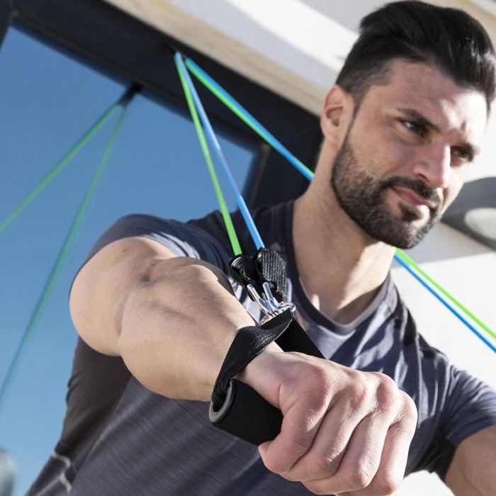 Set de Bandas de Resistencia con Accesorios y Guía de Ejercicios Tribainer InnovaGoods 3 Unidades 6