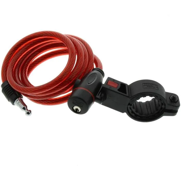 Burg Wachter Cable para candado de bicicleta 1 260 100 Espiral 100 cm 8 mm acero con llave y soporte 5