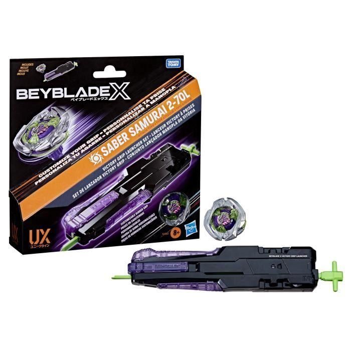 Hasbro G1862 Beyblade X Lanzador Premium Grip + Peonza Victory Grip Colección, Idiomas Español/Inglés +8 Años