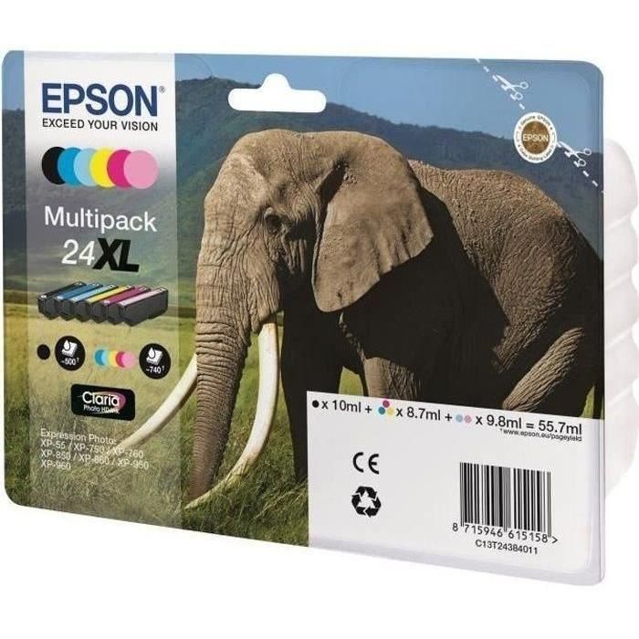 Epson Claria Photo HD Ink Cartucho Multipack 6 Colores 24XL Expression Photo XP-760/950 Epson Claria Photo HD Ink Cartucho Multipack 6 Colores 24XL Expression Photo XP-760/950
