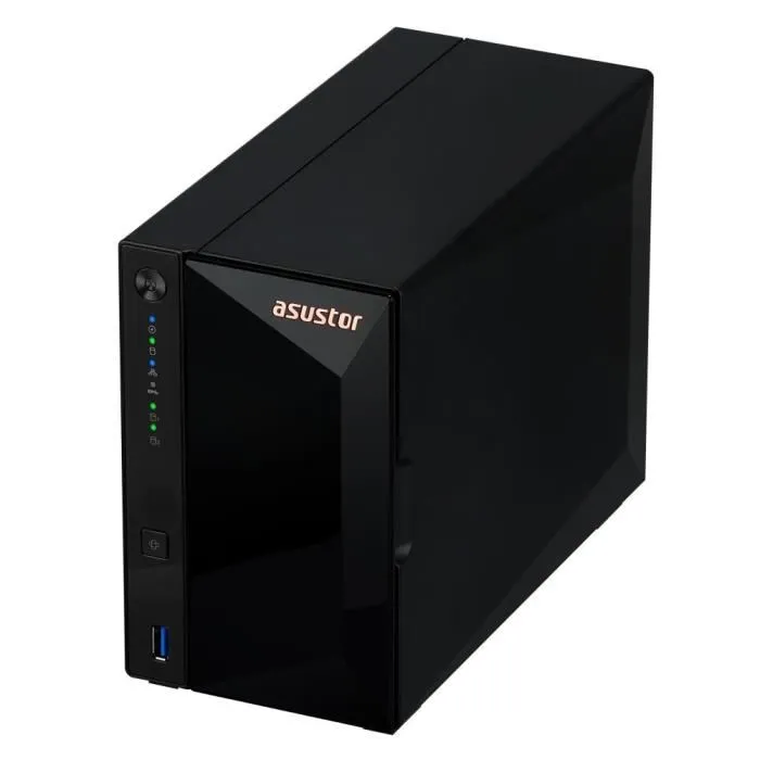 Asustor Drivestor 2 Pro AS3302T (Gen2) Servidor NAS 2 Bahías Quad-Core Realtek 1.7GHz, 2GB DDR4, 2.5GbE, RAID 0/1, Instalación Sin Herramientas, Compatible con Btrfs para ARM