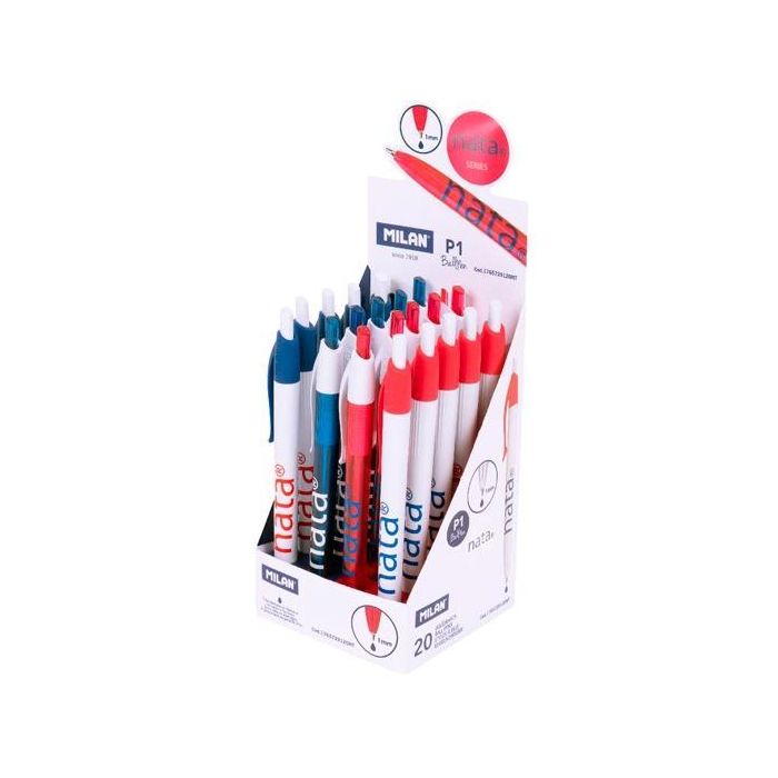 Milan Bolígrafo P1 Nata® 624 Tinta Azul Caja Expositora 20 Ud Milan Bolígrafo P1 Nata® 624 Tinta Azul Caja Expositora 20 Ud