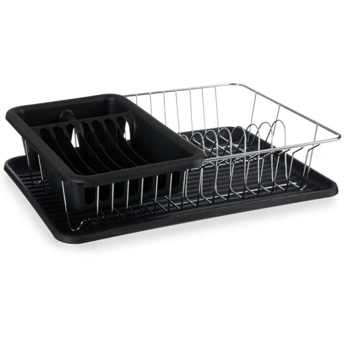 Escurridor para Fregadero Negro Metal Plástico 43,5 x 11 x 33,5 cm (4 Unidades) 3 Escurridor para Fregadero Negro Metal Plástico 43,5 x 11 x 33,5 cm (4 Unidades) 3