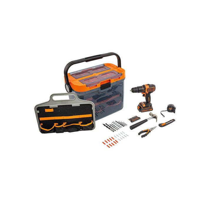 Black+Decker Brico Kit con Taladro Percutor 18V BCKSB05-QW, Incluye Batería, Cargador, 4 Herramientas Manuales y 40 Accesorios 1 Black+Decker Brico Kit con Taladro Percutor 18V BCKSB05-QW, Incluye Batería, Cargador, 4 Herramientas Manuales y 40 Accesorios 1