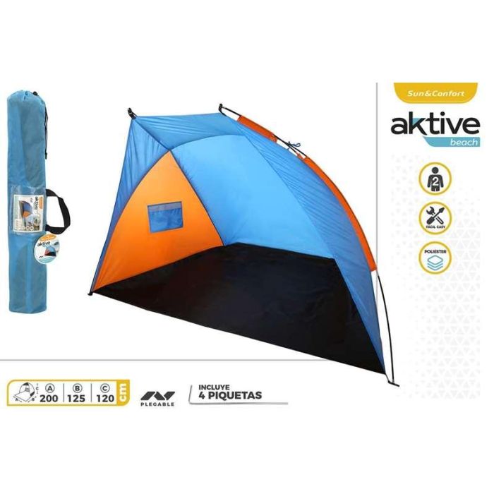 Tienda paravientos azul y naranja 200x125x120 cm 1