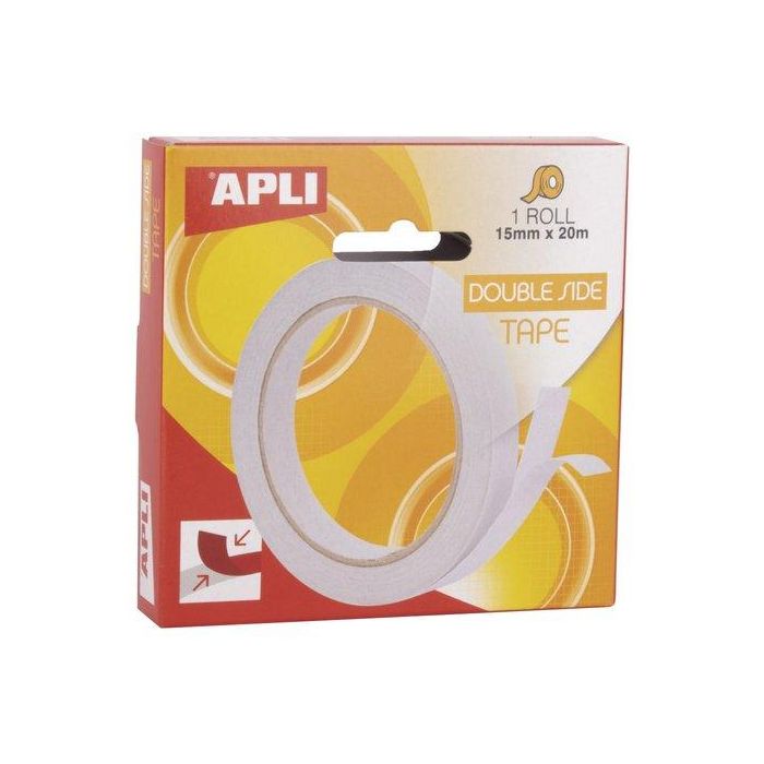 Cinta Adhesiva Doble Cara Apli Rollo 20M X 15Mm