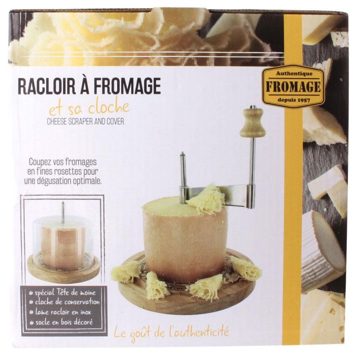 Totally Addict Quesera con Tapa Tete de Moine Bistrot, Campana Plástico, Cuchilla Acero Inoxidable, Base Madera, 18.5x18.5x25cm 1