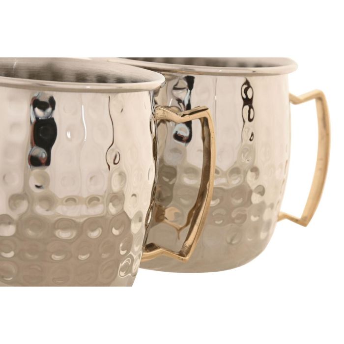 DKD Home Decor Mug Loft Plateado Dorado Inox 9.5 x 9 x 12 cm Set de 2 piezas 2