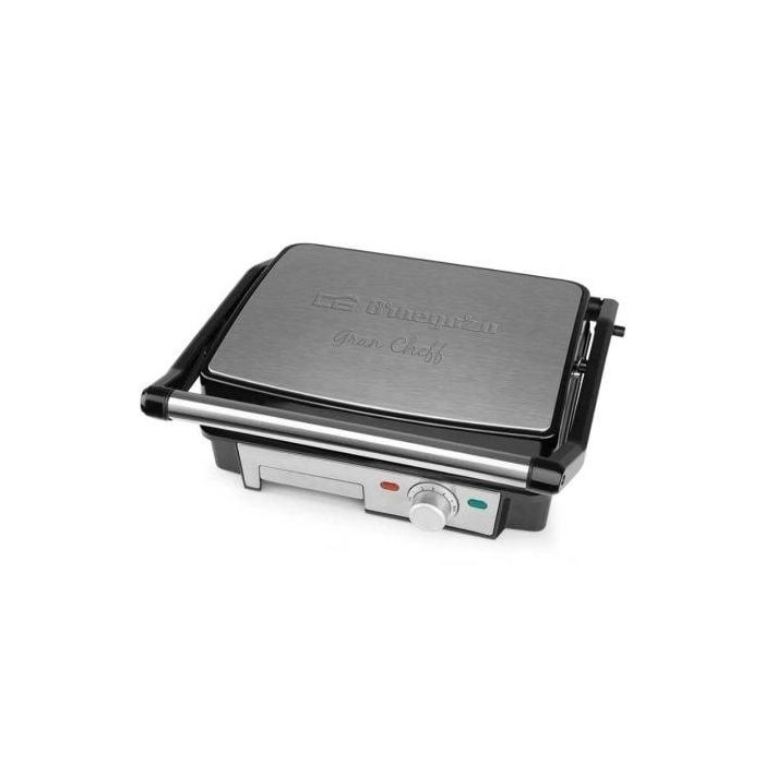 Orbegozo GR 4570 Grill Eléctrico 2200W, Placas Abatibles 180º Antiadherentes 29x23.5cm, Libre de PFOA/PTFE, Termostato Regulable