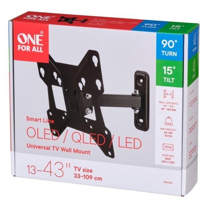 ONE FOR ALL WM2241 - Soporte de pared inclinable y giratorio (90 °) para televisores de 13 a 40 (33 a 102 cm) - Negro 3 ONE FOR ALL WM2241 - Soporte de pared inclinable y giratorio (90 °) para televisores de 13 a 40 (33 a 102 cm) - Negro 3