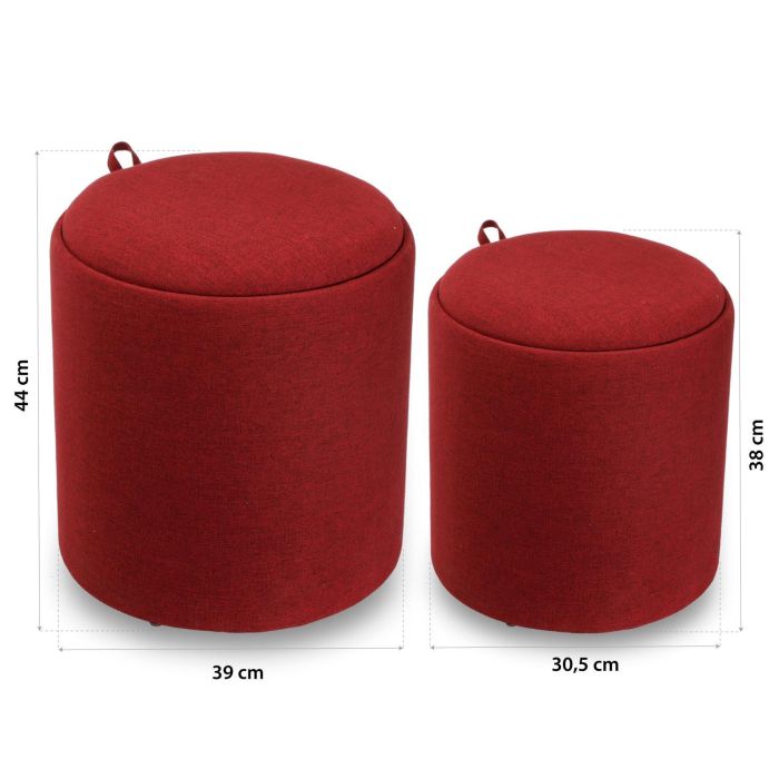 Set 2 Puffs Marsala Con Bandeja Versa 39X44CM 6 Set 2 Puffs Marsala Con Bandeja Versa 39X44CM 6